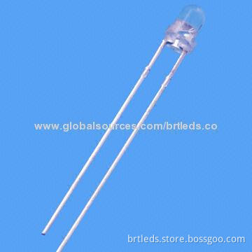 LED Component, 3mm, 2.0V, Super Amber Color/605nm with Water Clear Lens, 410mcd